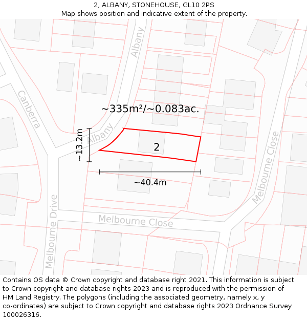 2, ALBANY, STONEHOUSE, GL10 2PS: Plot and title map