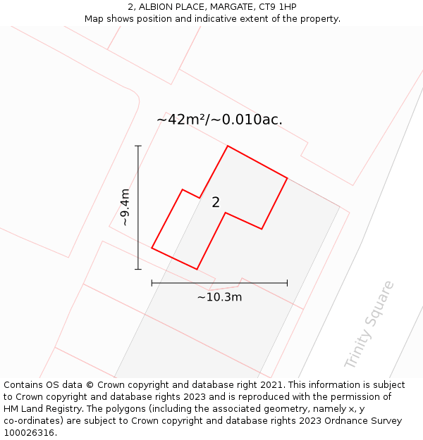 2, ALBION PLACE, MARGATE, CT9 1HP: Plot and title map