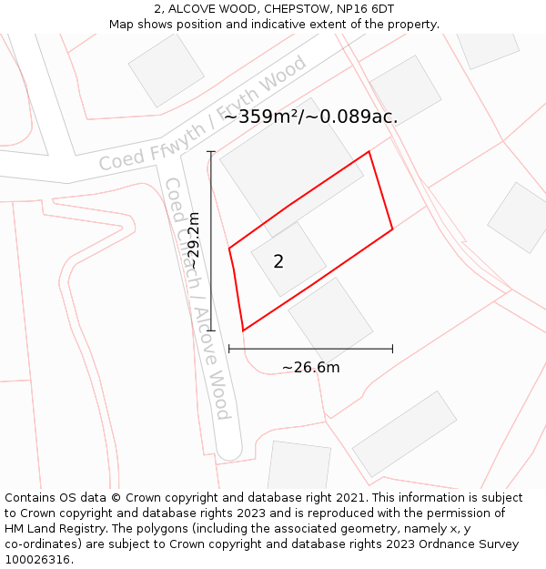 2, ALCOVE WOOD, CHEPSTOW, NP16 6DT: Plot and title map