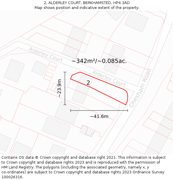 2, ALDERLEY COURT, BERKHAMSTED, HP4 3AD: Plot and title map