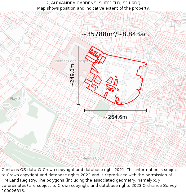 2, ALEXANDRA GARDENS, SHEFFIELD, S11 9DQ: Plot and title map