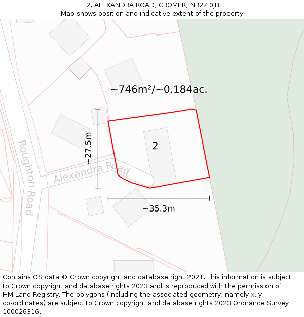 2, ALEXANDRA ROAD, CROMER, NR27 0JB: Plot and title map