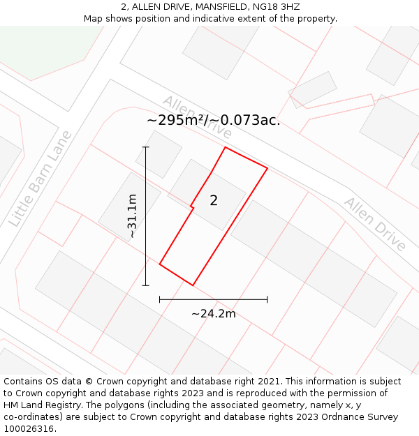 2, ALLEN DRIVE, MANSFIELD, NG18 3HZ: Plot and title map