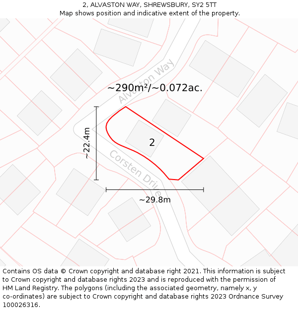 2, ALVASTON WAY, SHREWSBURY, SY2 5TT: Plot and title map