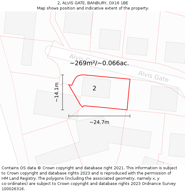 2, ALVIS GATE, BANBURY, OX16 1BE: Plot and title map