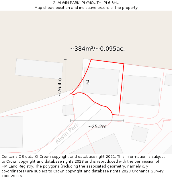 2, ALWIN PARK, PLYMOUTH, PL6 5HU: Plot and title map