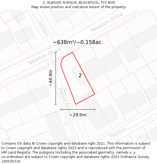 2, ALWOOD AVENUE, BLACKPOOL, FY3 8NG: Plot and title map