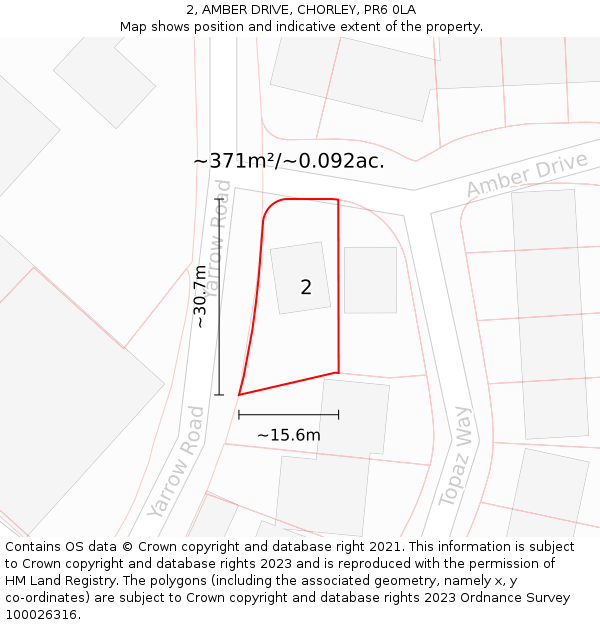 2, AMBER DRIVE, CHORLEY, PR6 0LA: Plot and title map