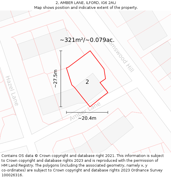 2, AMBER LANE, ILFORD, IG6 2AU: Plot and title map