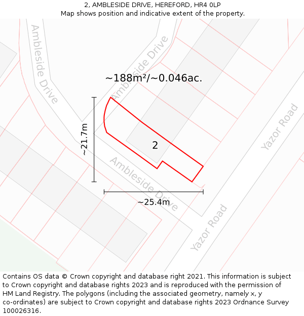 2, AMBLESIDE DRIVE, HEREFORD, HR4 0LP: Plot and title map