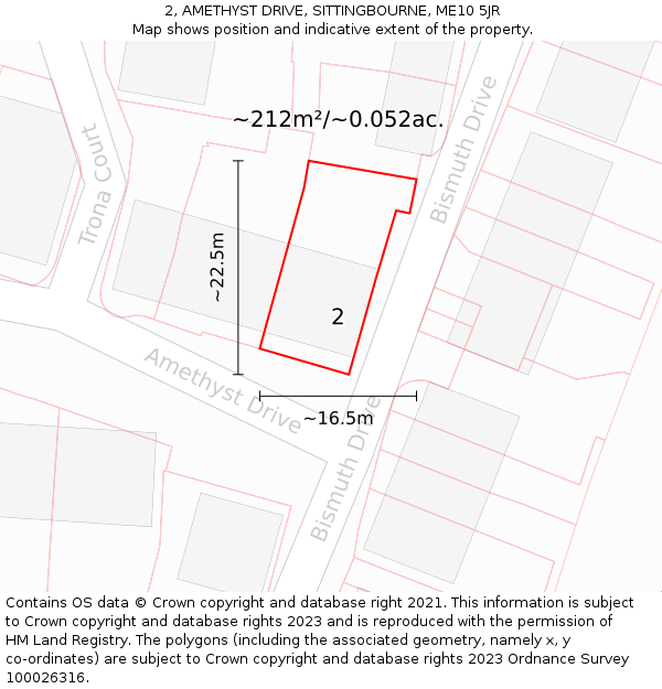 2, AMETHYST DRIVE, SITTINGBOURNE, ME10 5JR: Plot and title map