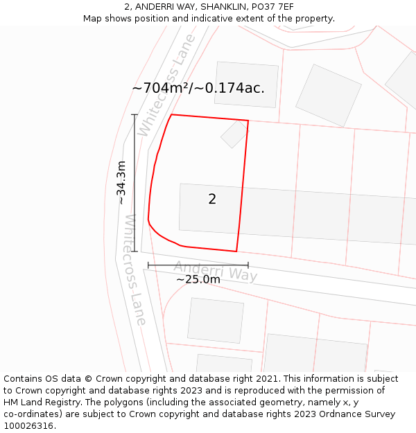 2, ANDERRI WAY, SHANKLIN, PO37 7EF: Plot and title map