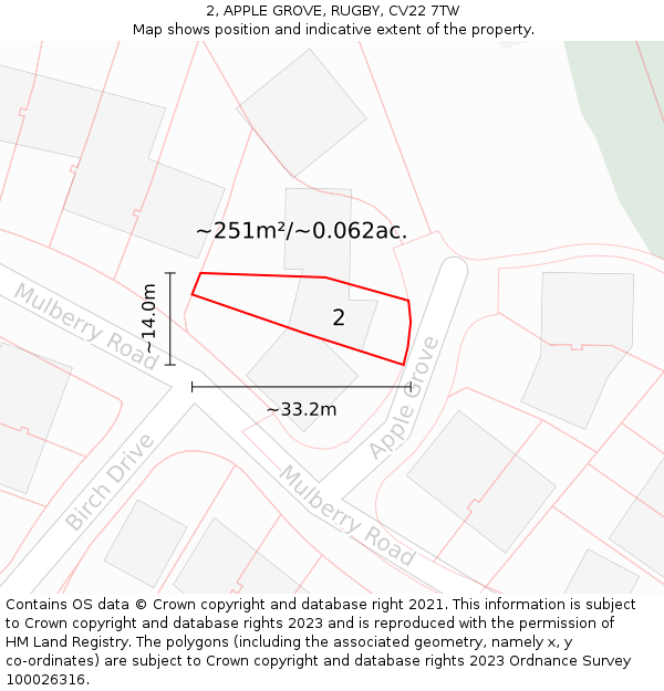 2, APPLE GROVE, RUGBY, CV22 7TW: Plot and title map