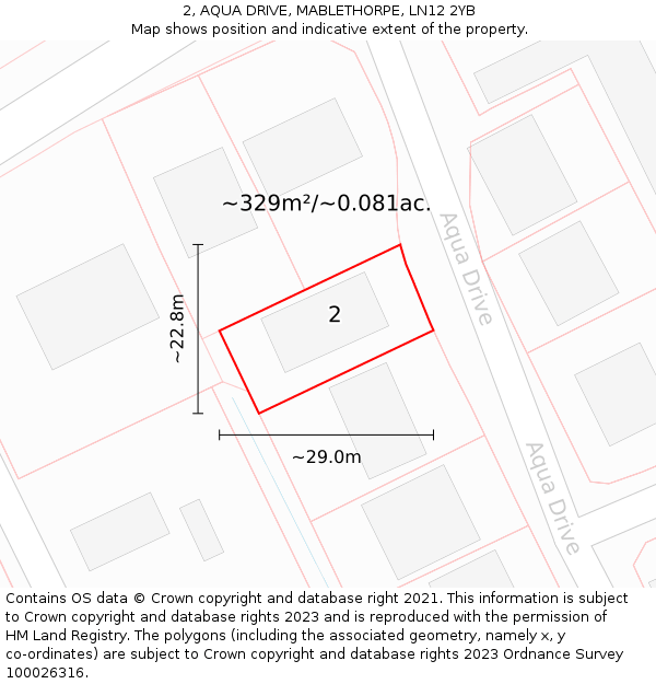 2, AQUA DRIVE, MABLETHORPE, LN12 2YB: Plot and title map