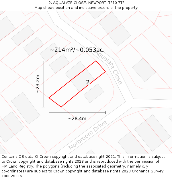 2, AQUALATE CLOSE, NEWPORT, TF10 7TF: Plot and title map