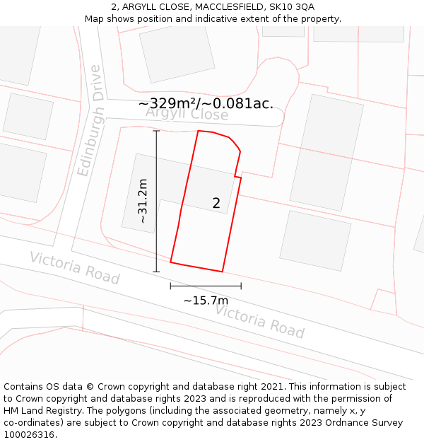 2, ARGYLL CLOSE, MACCLESFIELD, SK10 3QA: Plot and title map