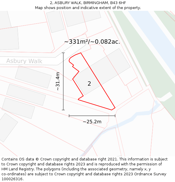 2, ASBURY WALK, BIRMINGHAM, B43 6HF: Plot and title map