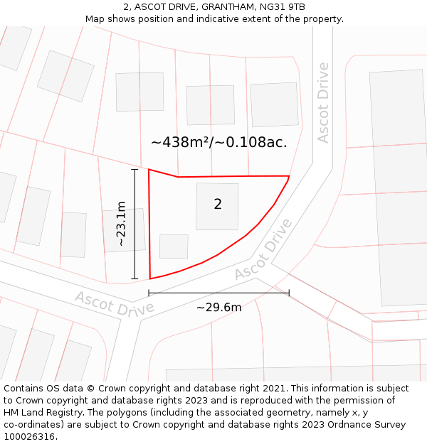 2, ASCOT DRIVE, GRANTHAM, NG31 9TB: Plot and title map