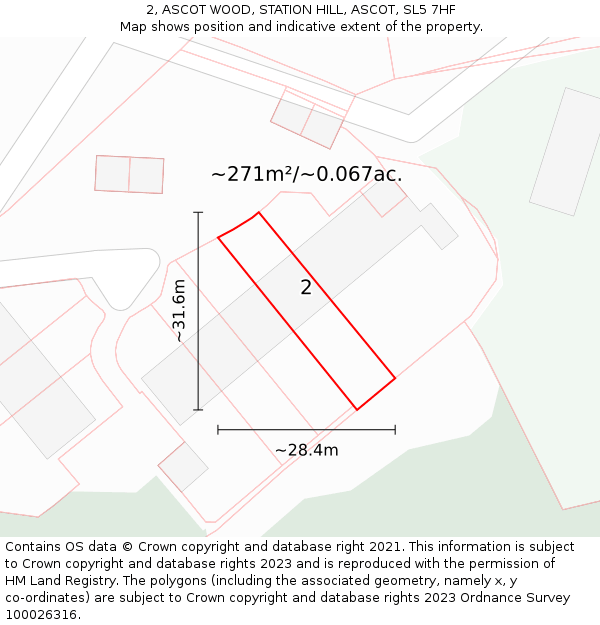 2, ASCOT WOOD, STATION HILL, ASCOT, SL5 7HF: Plot and title map