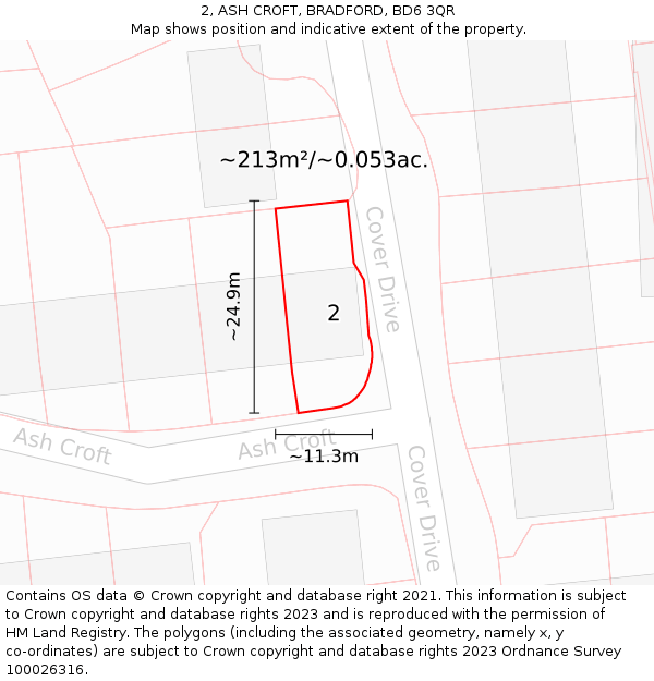 2, ASH CROFT, BRADFORD, BD6 3QR: Plot and title map