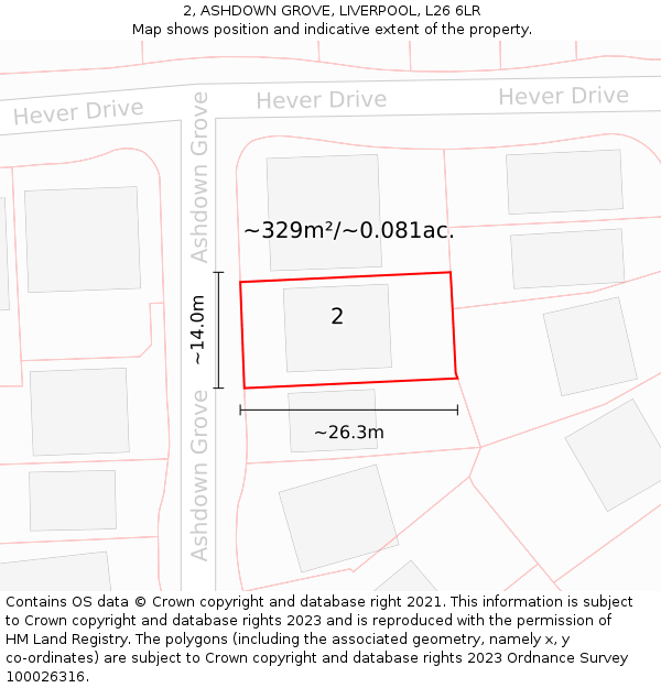 2, ASHDOWN GROVE, LIVERPOOL, L26 6LR: Plot and title map