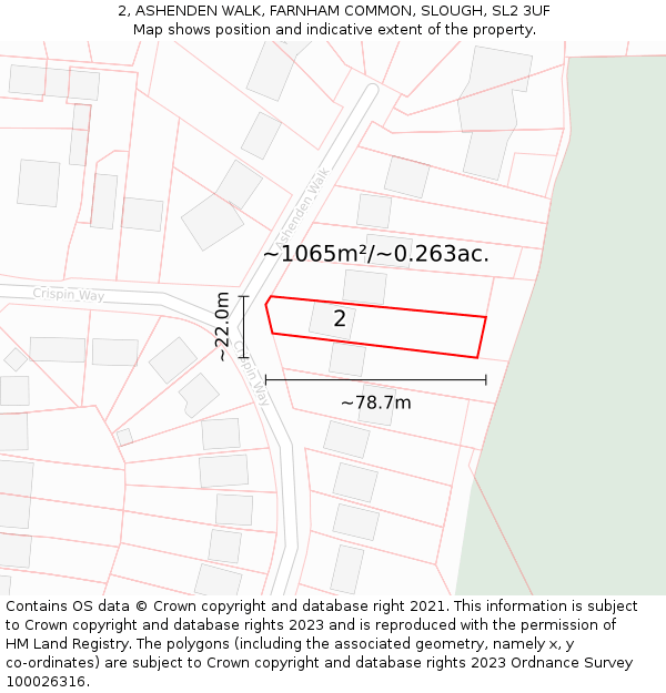 2, ASHENDEN WALK, FARNHAM COMMON, SLOUGH, SL2 3UF: Plot and title map