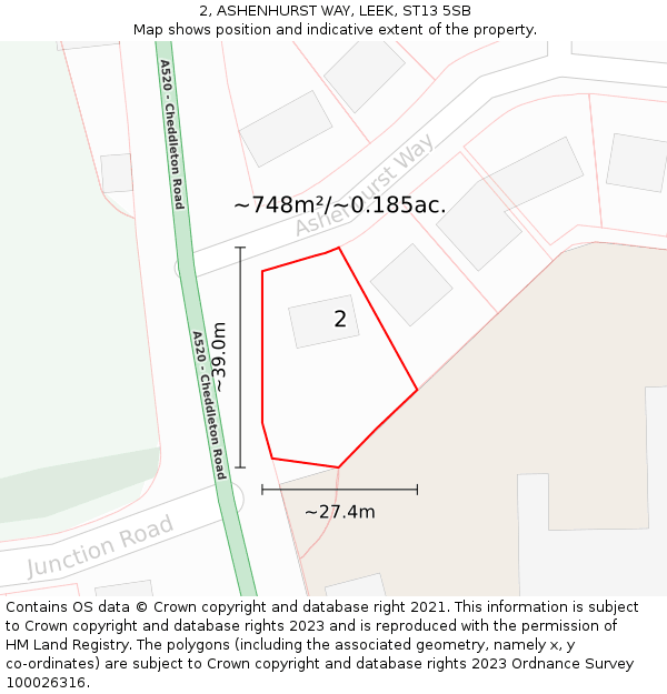 2, ASHENHURST WAY, LEEK, ST13 5SB: Plot and title map