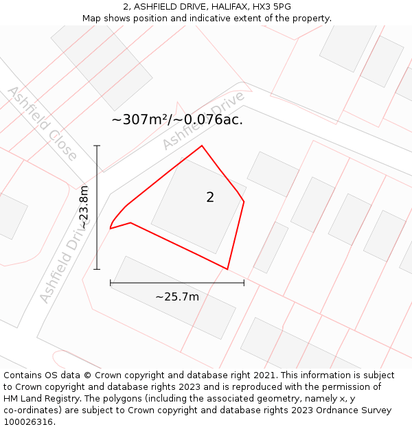 2, ASHFIELD DRIVE, HALIFAX, HX3 5PG: Plot and title map