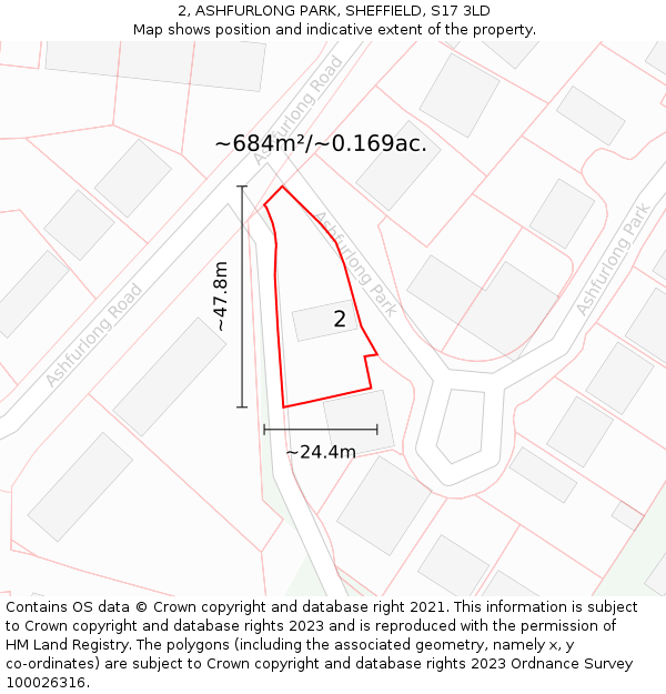 2, ASHFURLONG PARK, SHEFFIELD, S17 3LD: Plot and title map