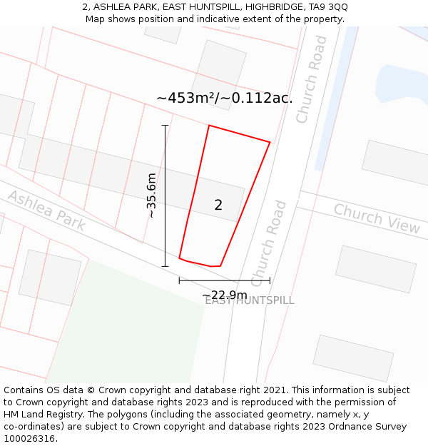 2, ASHLEA PARK, EAST HUNTSPILL, HIGHBRIDGE, TA9 3QQ: Plot and title map