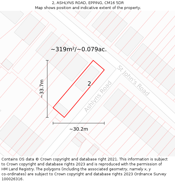 2, ASHLYNS ROAD, EPPING, CM16 5DR: Plot and title map