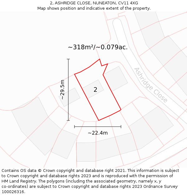 2, ASHRIDGE CLOSE, NUNEATON, CV11 4XG: Plot and title map