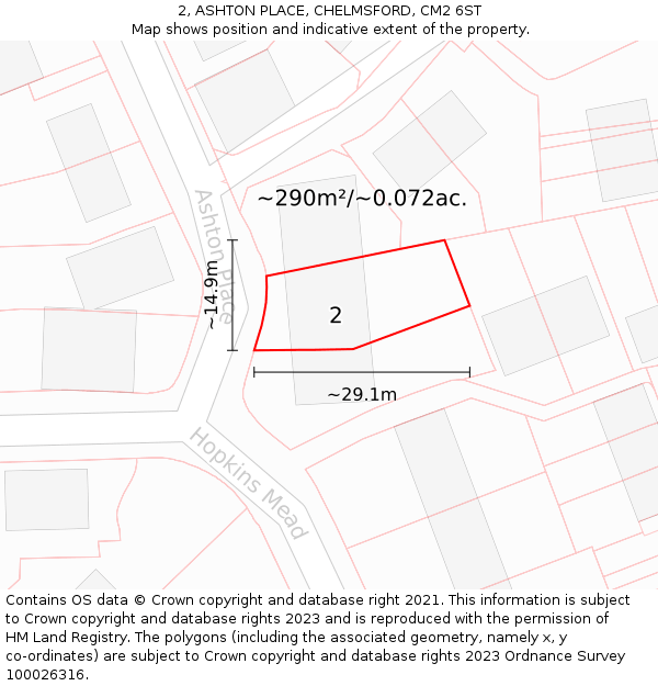 2, ASHTON PLACE, CHELMSFORD, CM2 6ST: Plot and title map