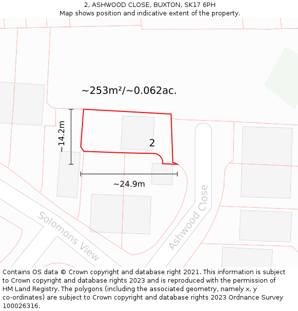 2, ASHWOOD CLOSE, BUXTON, SK17 6PH: Plot and title map