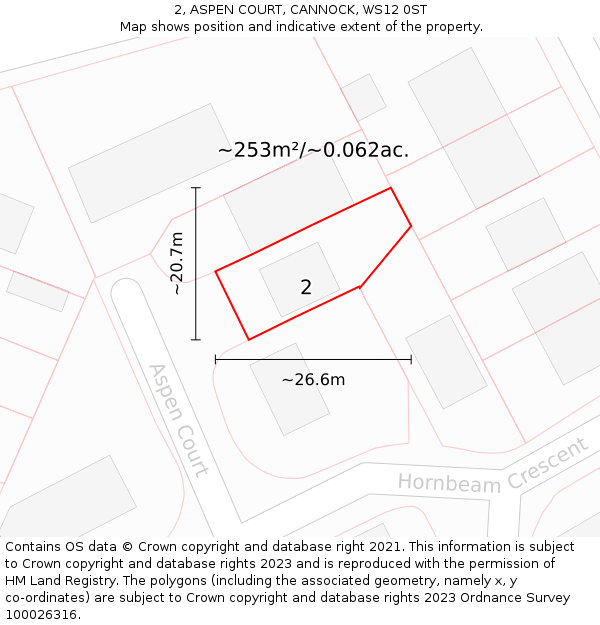 2, ASPEN COURT, CANNOCK, WS12 0ST: Plot and title map