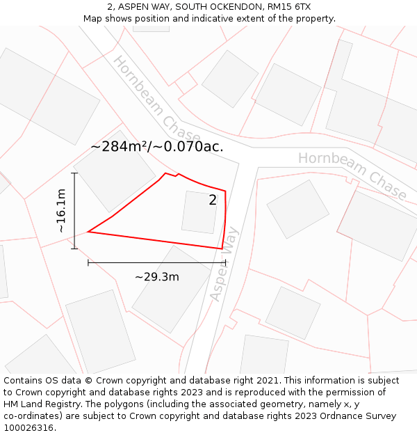 2, ASPEN WAY, SOUTH OCKENDON, RM15 6TX: Plot and title map