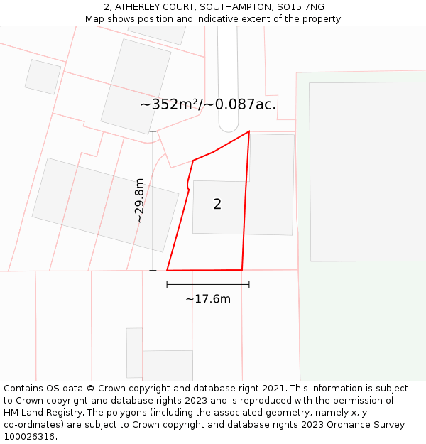 2, ATHERLEY COURT, SOUTHAMPTON, SO15 7NG: Plot and title map