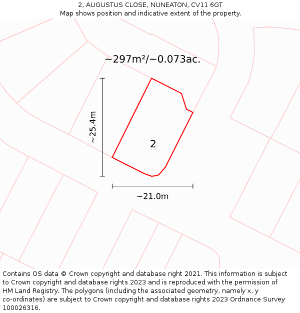 2, AUGUSTUS CLOSE, NUNEATON, CV11 6GT: Plot and title map