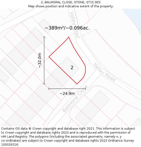 2, BALMORAL CLOSE, STONE, ST15 0ES: Plot and title map