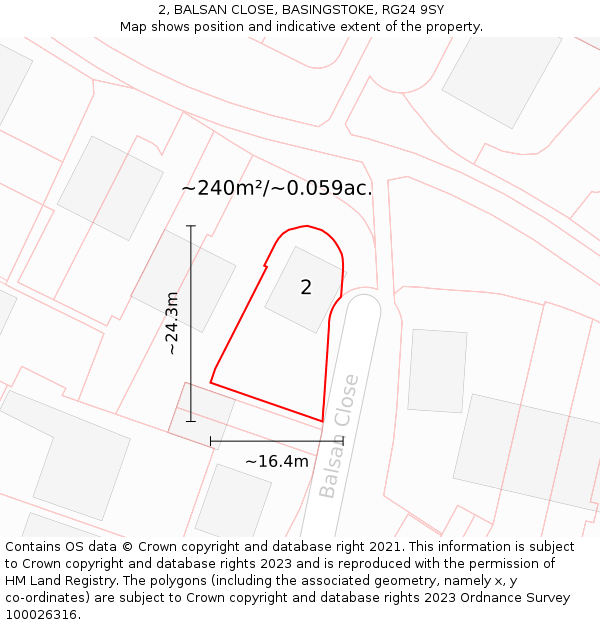 2, BALSAN CLOSE, BASINGSTOKE, RG24 9SY: Plot and title map