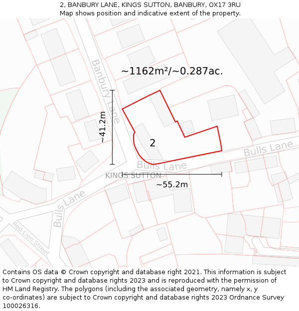 2, BANBURY LANE, KINGS SUTTON, BANBURY, OX17 3RU: Plot and title map