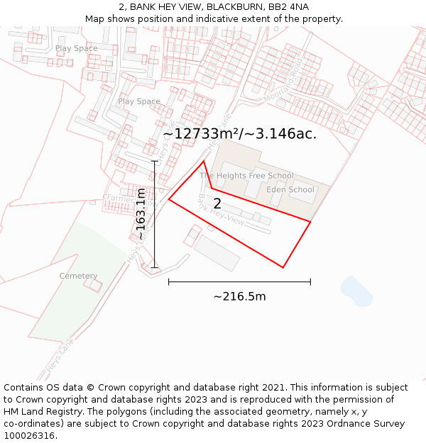 2, BANK HEY VIEW, BLACKBURN, BB2 4NA: Plot and title map