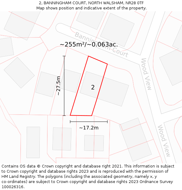 2, BANNINGHAM COURT, NORTH WALSHAM, NR28 0TF: Plot and title map