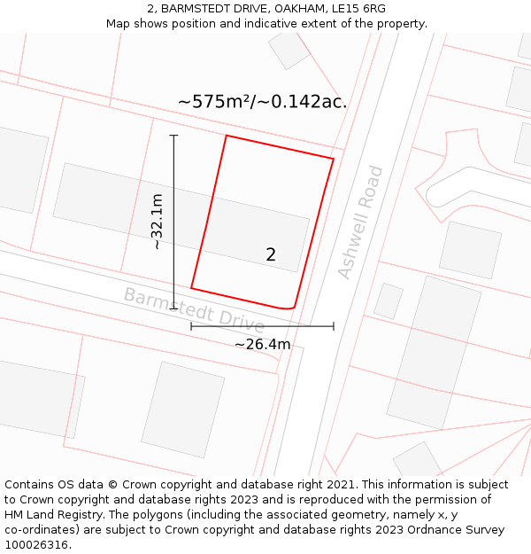 2, BARMSTEDT DRIVE, OAKHAM, LE15 6RG: Plot and title map