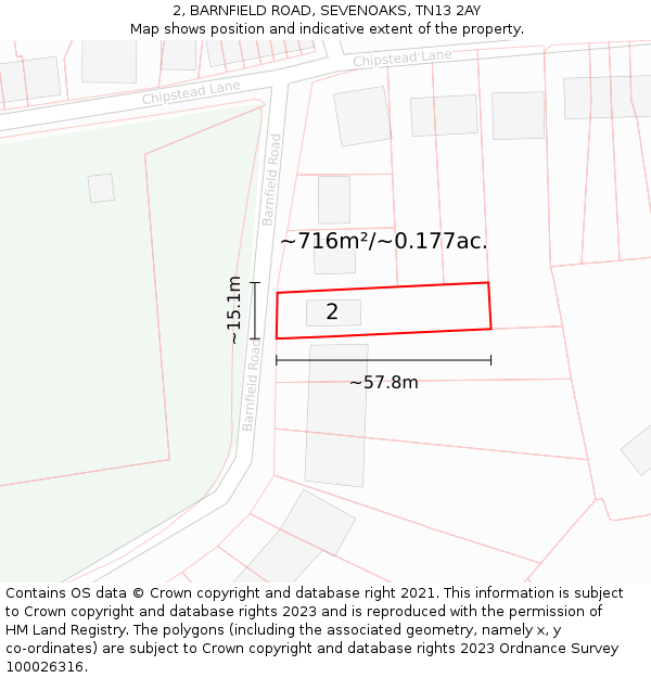 2, BARNFIELD ROAD, SEVENOAKS, TN13 2AY: Plot and title map