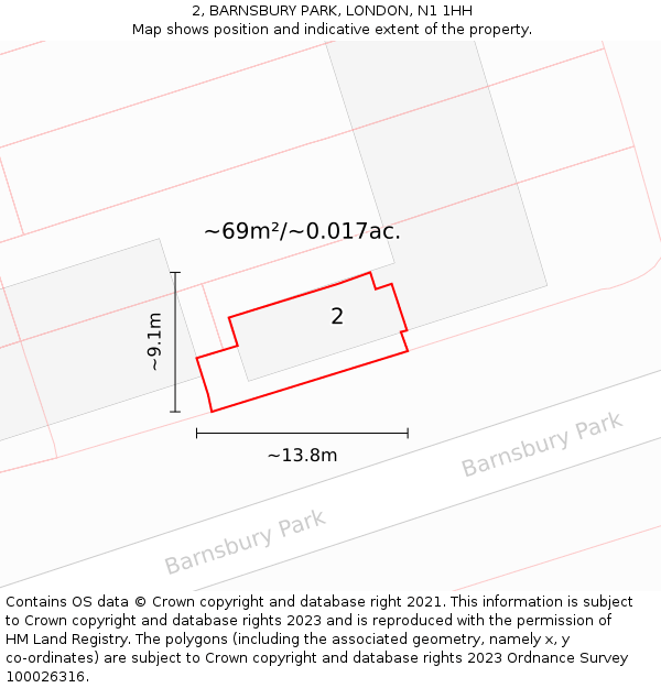 2, BARNSBURY PARK, LONDON, N1 1HH: Plot and title map