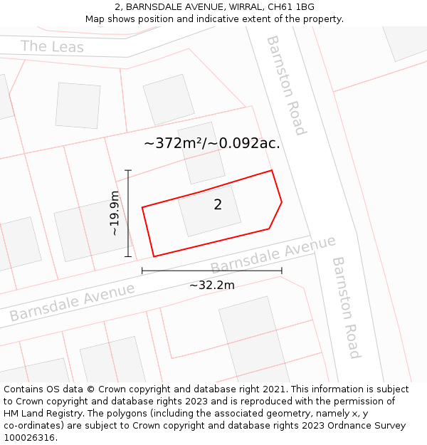 2, BARNSDALE AVENUE, WIRRAL, CH61 1BG: Plot and title map