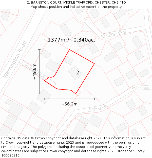 2, BARNSTON COURT, MICKLE TRAFFORD, CHESTER, CH2 4TD: Plot and title map