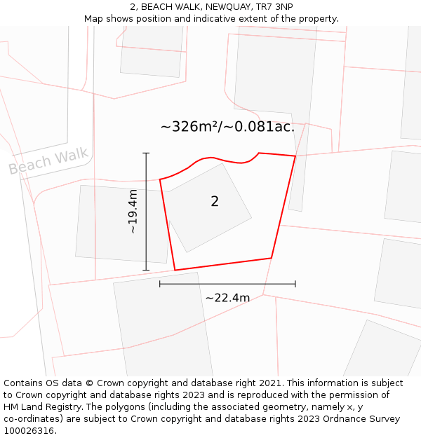 2, BEACH WALK, NEWQUAY, TR7 3NP: Plot and title map