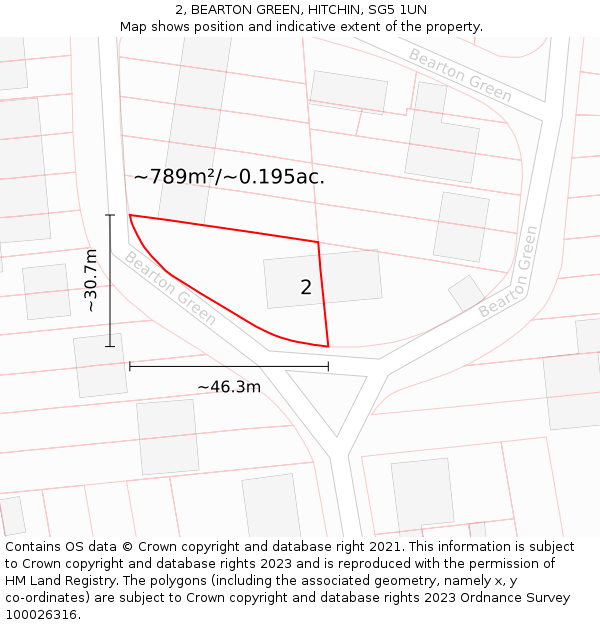 2, BEARTON GREEN, HITCHIN, SG5 1UN: Plot and title map